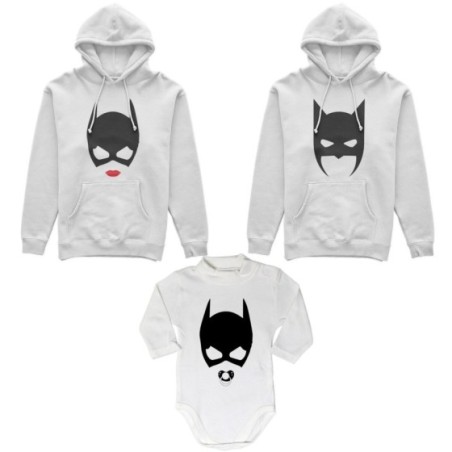 Tris felpe adulti neonato o body lupetto neonato batdad catwoman baby catwoman Per la famiglia