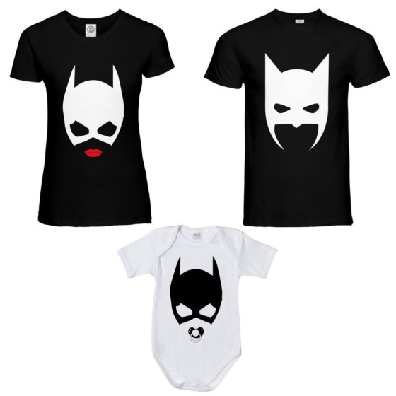 Tris t-shirt adulti e body neonato batdad catwoman baby catwoman Per la famiglia 2