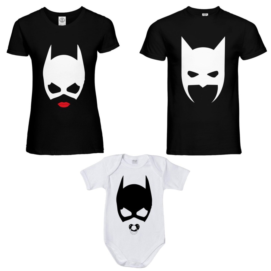 Tris t-shirt adulti e body neonato batdad catwoman baby catwoman Per la famiglia