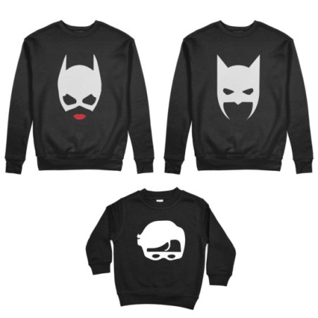Tris felpe adulti bambino batdad catwoman baby robin