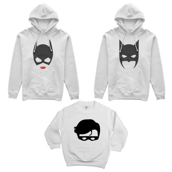 Tris felpe adulti bambino batdad catwoman baby robin Per la famiglia 2