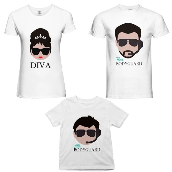 Tris t-shirt adulti bambino bodyguard diva little bodyguard Per la famiglia 2