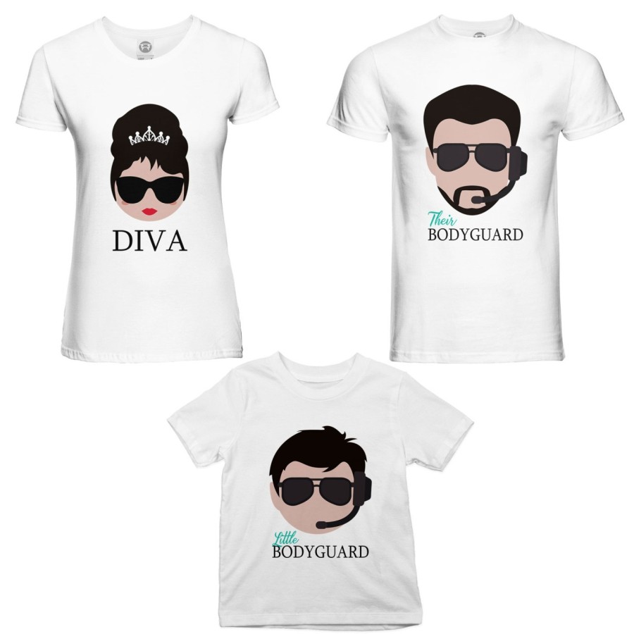 Tris t-shirt adulti bambino bodyguard diva little bodyguard Per la famiglia