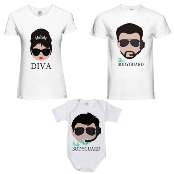 Tris t-shirt adulti e body neonato bodyguard diva baby bodyguard Per la famiglia 2