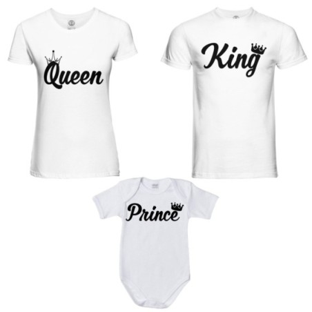 Tris t-shirt adulti body personalizzabile con nomi king...