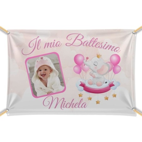 Striscione personalizzato con nome e foto il battesimo di...