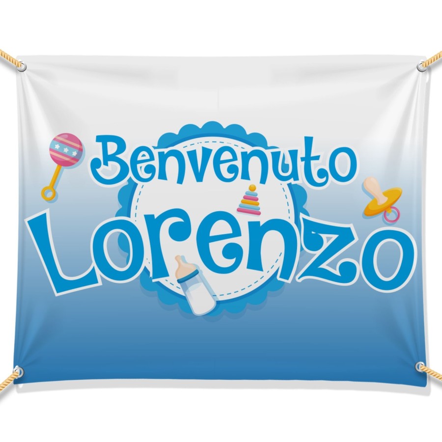 Striscione personalizzato con nome benvenuto  Nascita