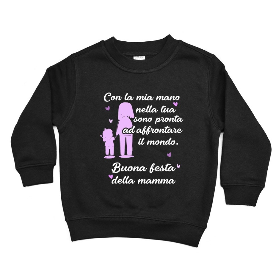 Felpa bambino con la mia mano nella tua sono pronta ad affrontare il mondo Per la mamma