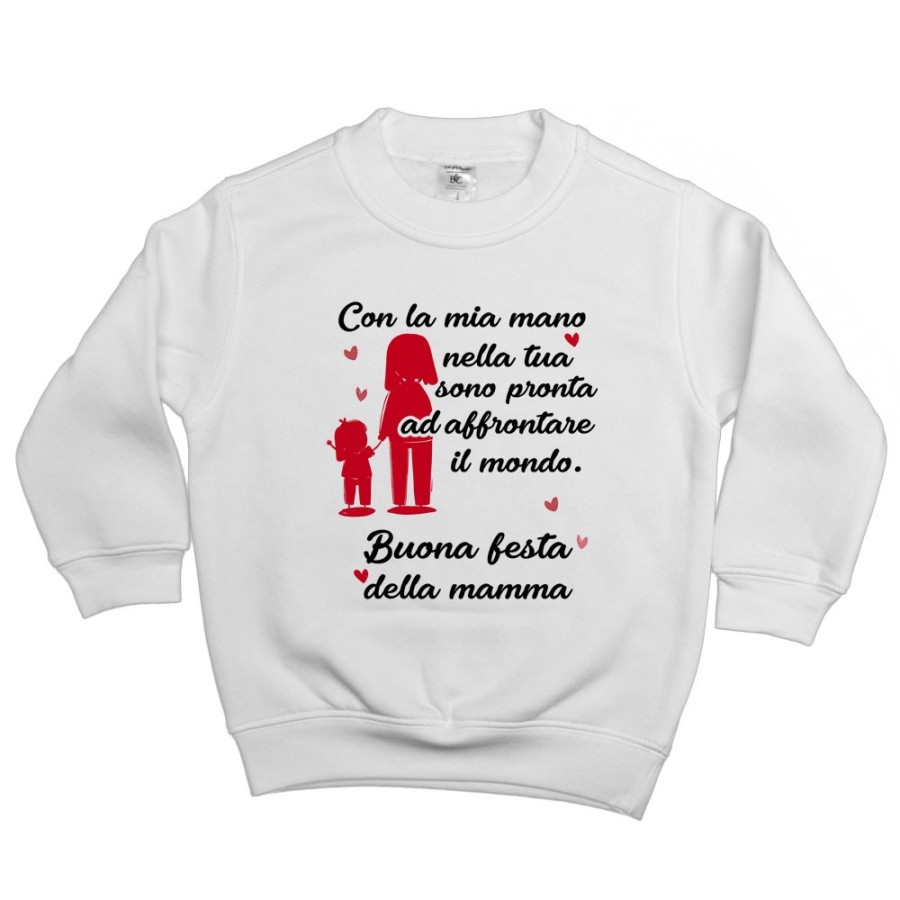 Felpa bambino con la mia mano nella tua sono pronta ad affrontare il mondo Per la mamma