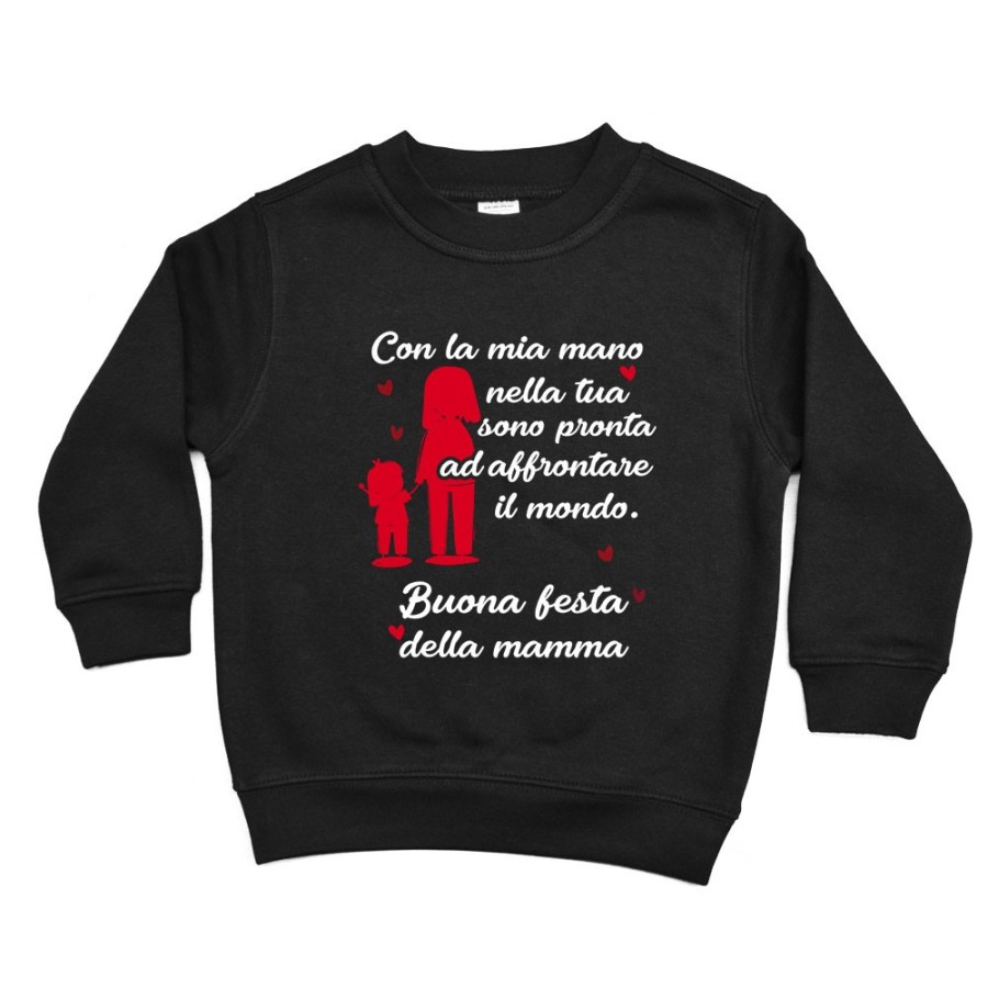 Felpa bambino con la mia mano nella tua sono pronta ad affrontare il mondo Per la mamma