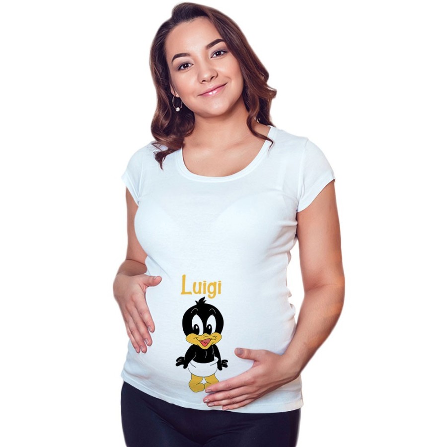 Maglia premaman personalizzata con nome baby duffy Cartoon