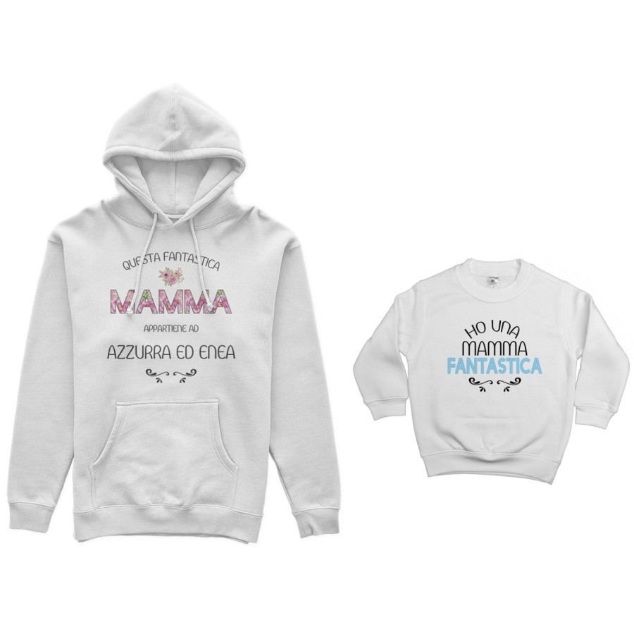 Coordinato felpe madre figlio personalizzato con nomi questa mamma appartiene a ho una mamma fantastica Per la mamma