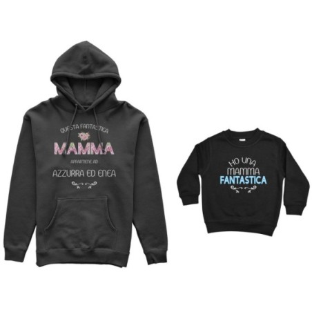 Coordinato felpe madre figlio personalizzato con nomi questa mamma appartiene a ho una mamma fantastica Per la mamma