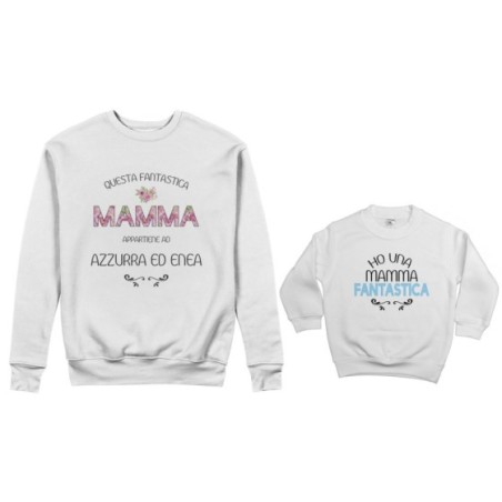 Coordinato felpe madre figlio personalizzato con nomi questa mamma appartiene a ho una mamma fantastica Per la mamma
