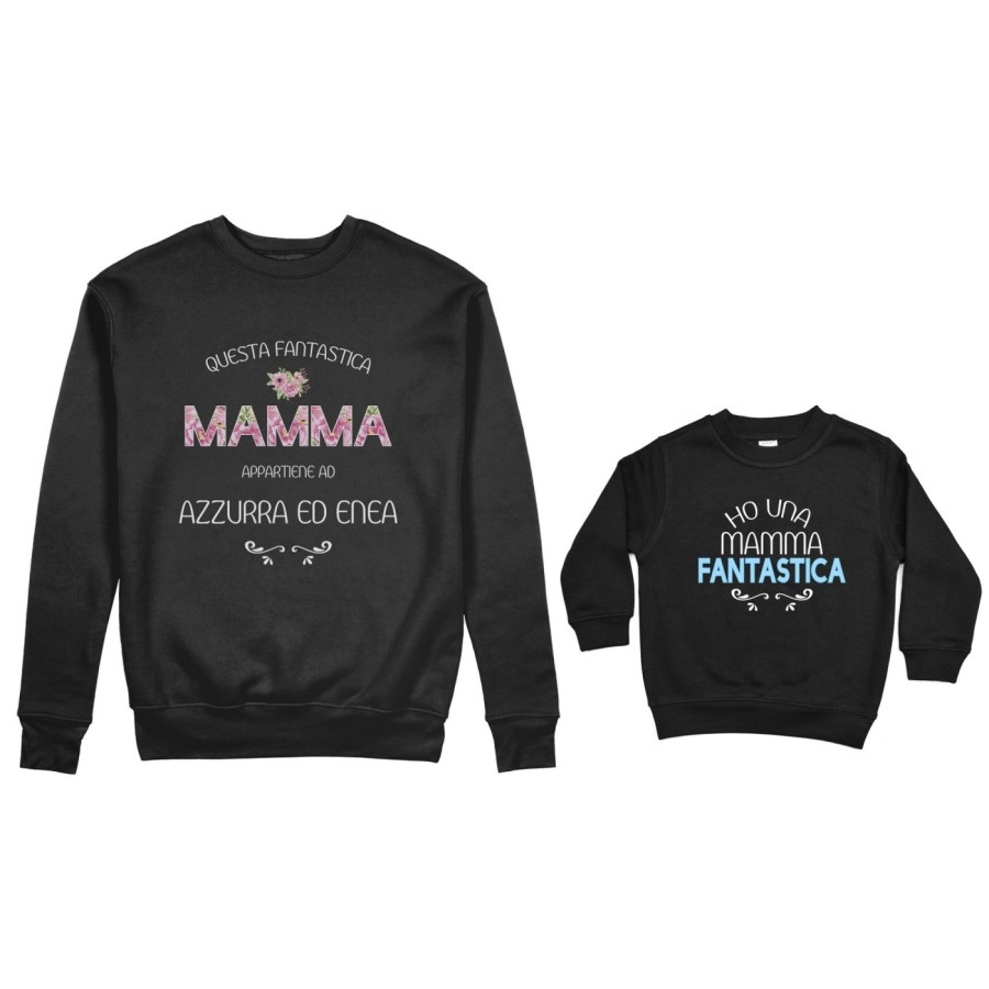 Coordinato felpe madre figlio personalizzato con nomi questa mamma appartiene a ho una mamma fantastica Per la mamma