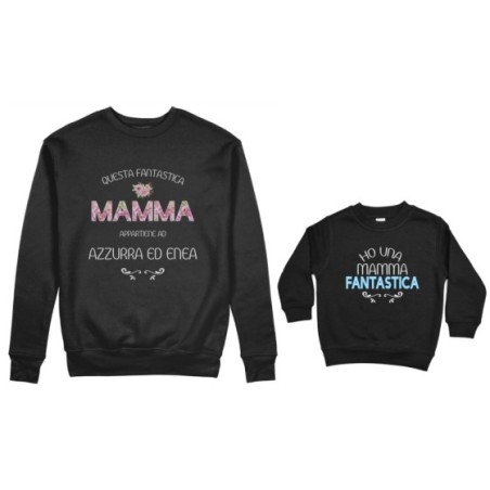 Coordinato felpe madre figlio personalizzato con nomi questa mamma appartiene a ho una mamma fantastica Per la mamma