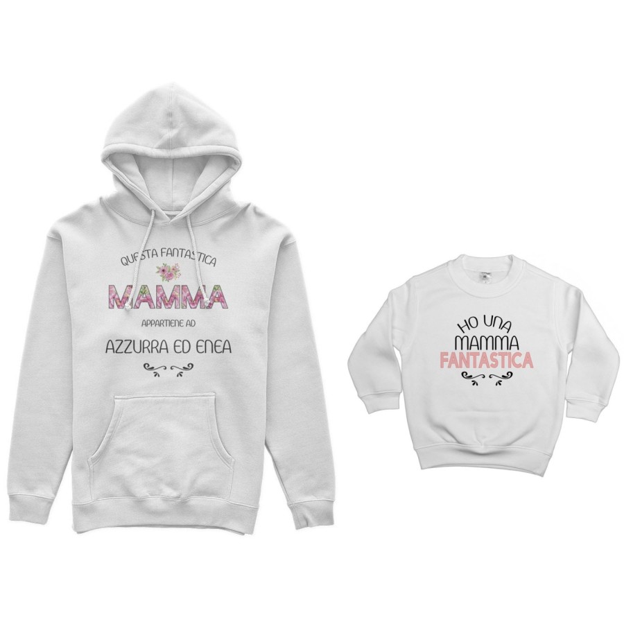 Coordinato felpe madre figlio personalizzato con nomi questa mamma appartiene a ho una mamma fantastica Per la mamma