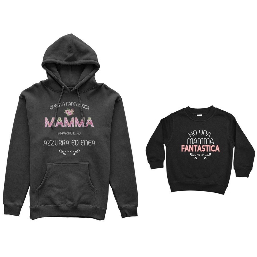 Coordinato felpe madre figlio personalizzato con nomi questa mamma appartiene a ho una mamma fantastica Per la mamma