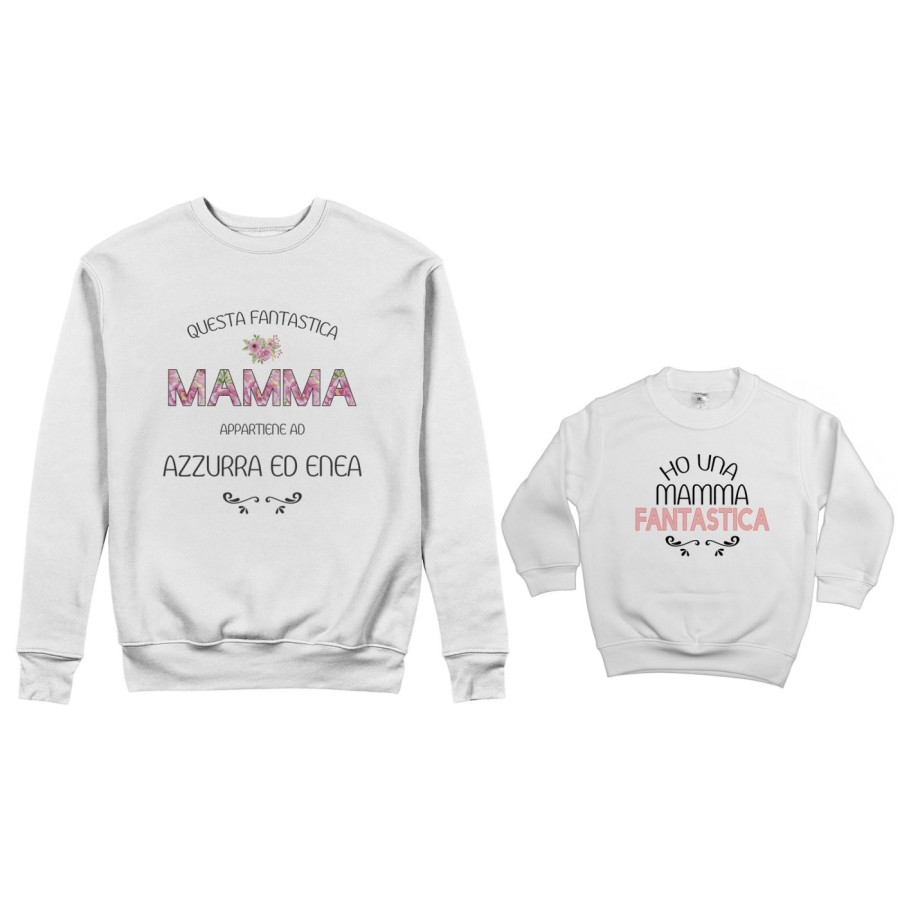 Coordinato felpe madre figlio personalizzato con nomi questa mamma appartiene a ho una mamma fantastica Per la mamma