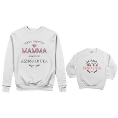 Coordinato felpe madre figlio personalizzato con nomi questa mamma appartiene a ho una mamma fantastica Per la mamma
