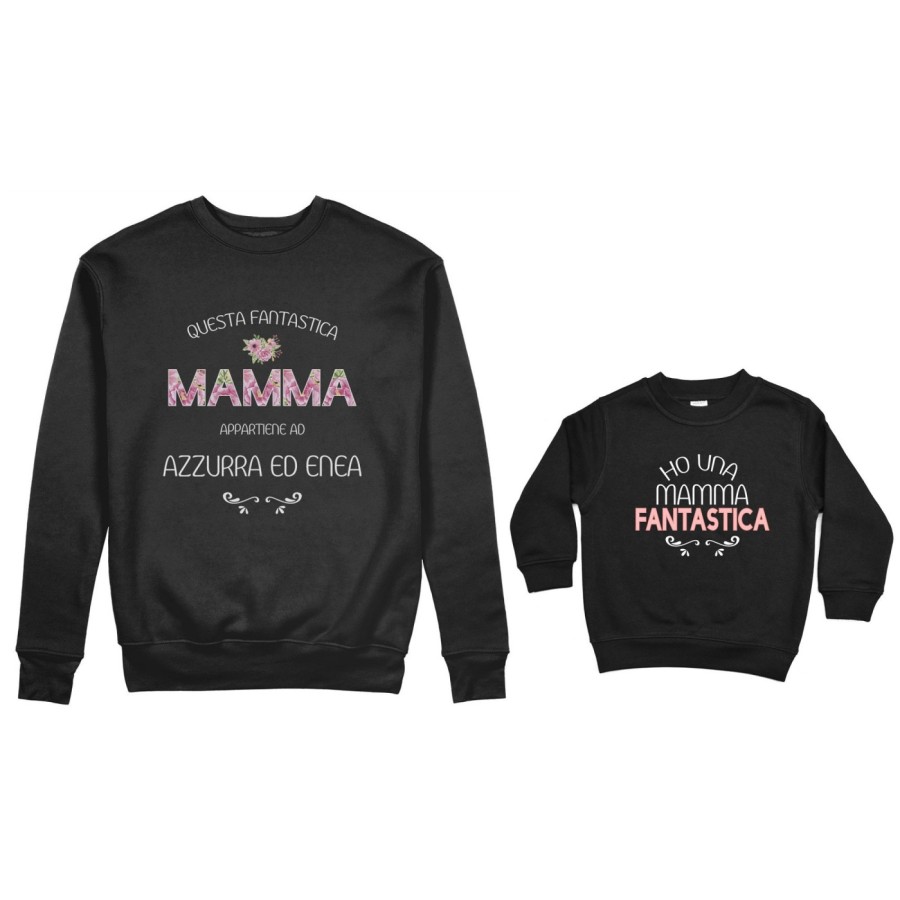 Coordinato felpe madre figlio personalizzato con nomi questa mamma appartiene a ho una mamma fantastica Per la mamma