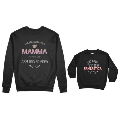 Coordinato felpe madre figlio personalizzato con nomi questa mamma appartiene a ho una mamma fantastica Per la mamma