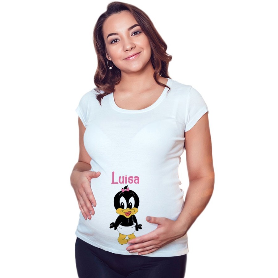 Maglia premaman personalizzata con nome baby duffy Cartoon
