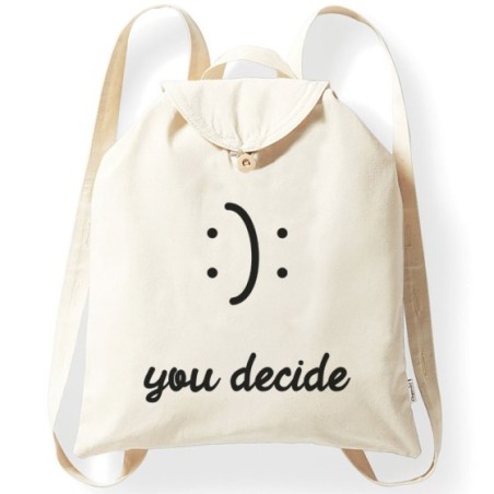 Zaino in cotone you decide happy or sad