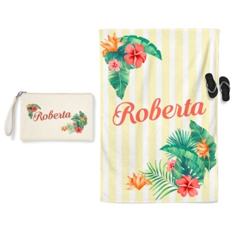 Coordinato telo e pochette mare personalizzato con nome...