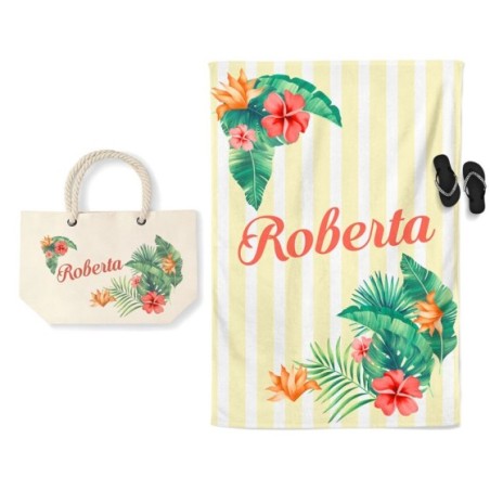 Coordinato telo e borsa mare personalizzato con nome...