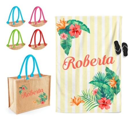 Coordinato telo e borsa mare personalizzato con nome...