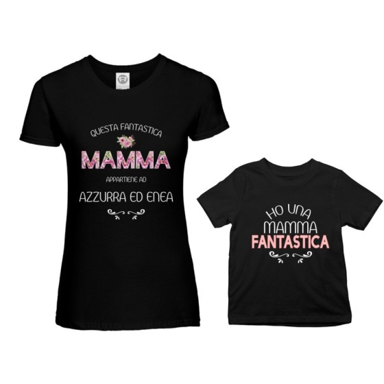 Coordinato t-shirt madre figlio personalizzato con nomi questa mamma appartiene a ho una mamma fantastica Per la mamma 2