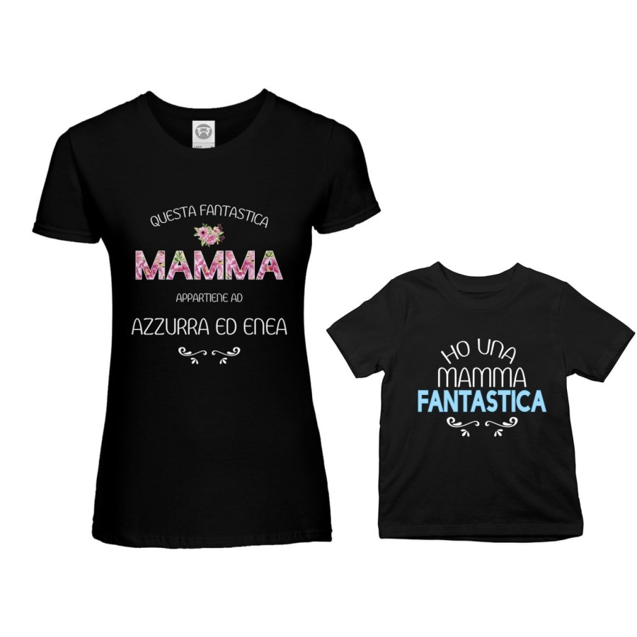 Coordinato t-shirt madre figlio personalizzato con nomi questa mamma appartiene a ho una mamma fantastica Per la mamma