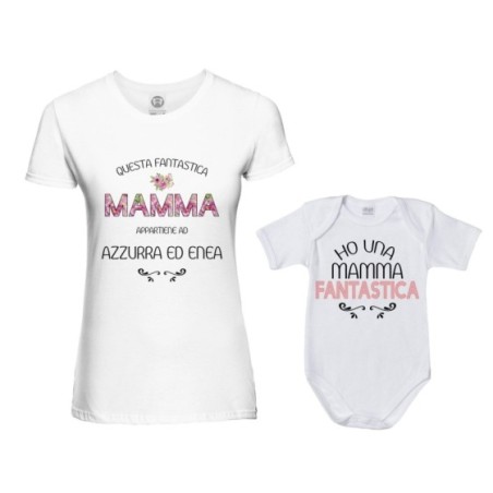 Coordinato t-shirt body madre figlio personalizzato con...