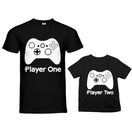 Coordinato t-shirt padre figlio player one player two xbox