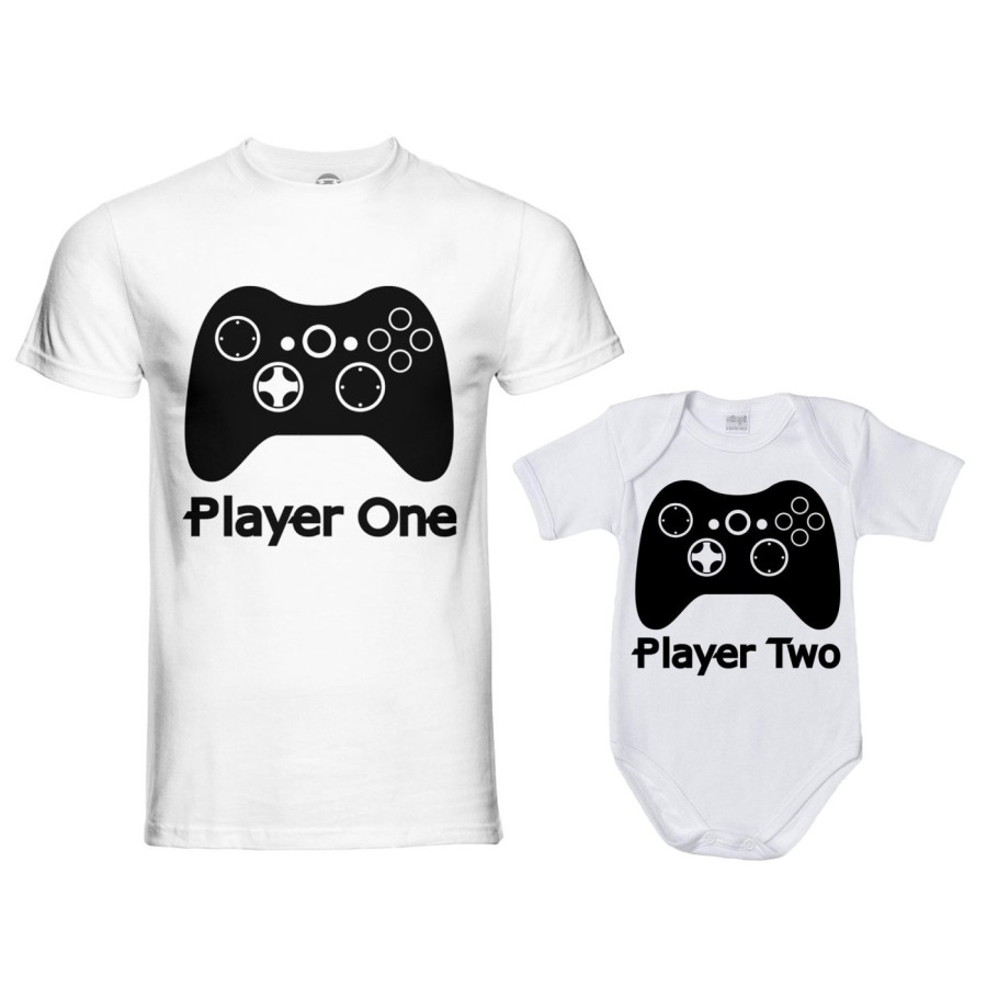 Coordinato t-shirt padre figlio player one player two xbox Per il papà