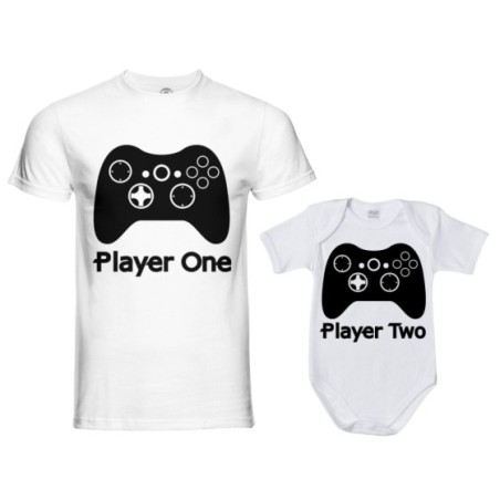 Coordinato t-shirt padre figlio player one player two xbox Per il papà