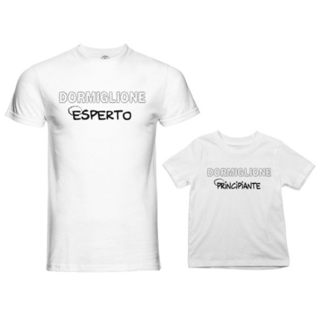 Coordinato t-shirt padre figlio dormiglione esperto...