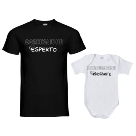 Coordinato t-shirt padre figlio dormiglione esperto dormigliona dormiglione principiante Per il papà