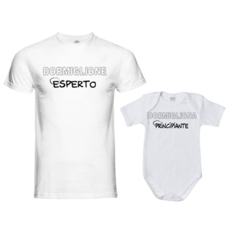 Coordinato t-shirt padre figlio dormiglione esperto dormigliona dormiglione principiante Per il papà
