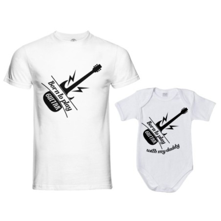 Coordinato t-shirt padre figlio born to play guitar born to play guitar with my daddy Per il papà