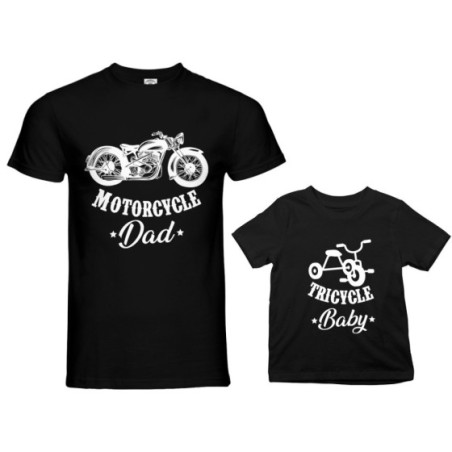 Coordinato t-shirt padre figlio motorcycle dad tricycle baby