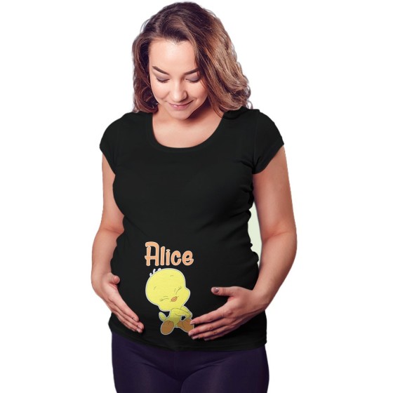 Maglia premaman personalizzata con nome baby titti coccolosa Cartoon