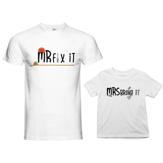 Coordinato t-shirt padre figlio mr fix it mr broke it mrs broke it Per il papà 2