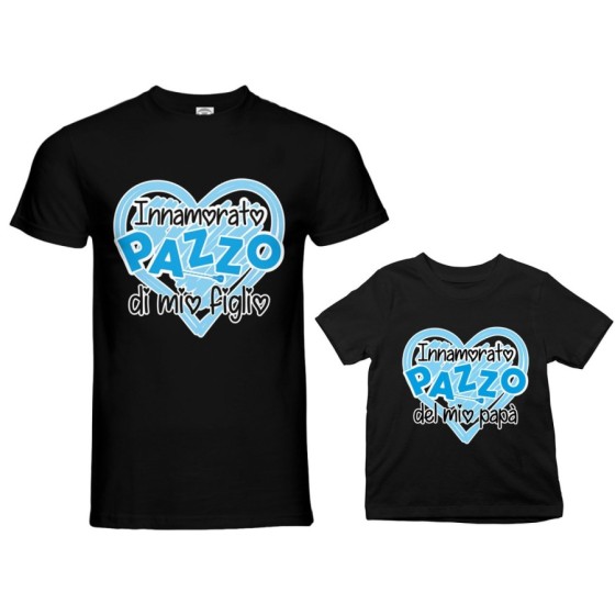 Coordinato t-shirt padre figlio innamorato pazzo di mio figlio mia figlia  Per il papà 2