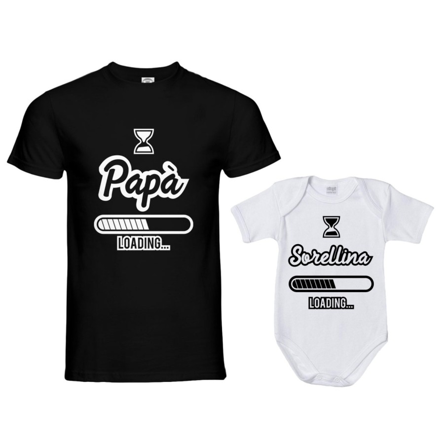 Coordinato t-shirt padre figlio papà loading sorellina fratellino loading Per il papà