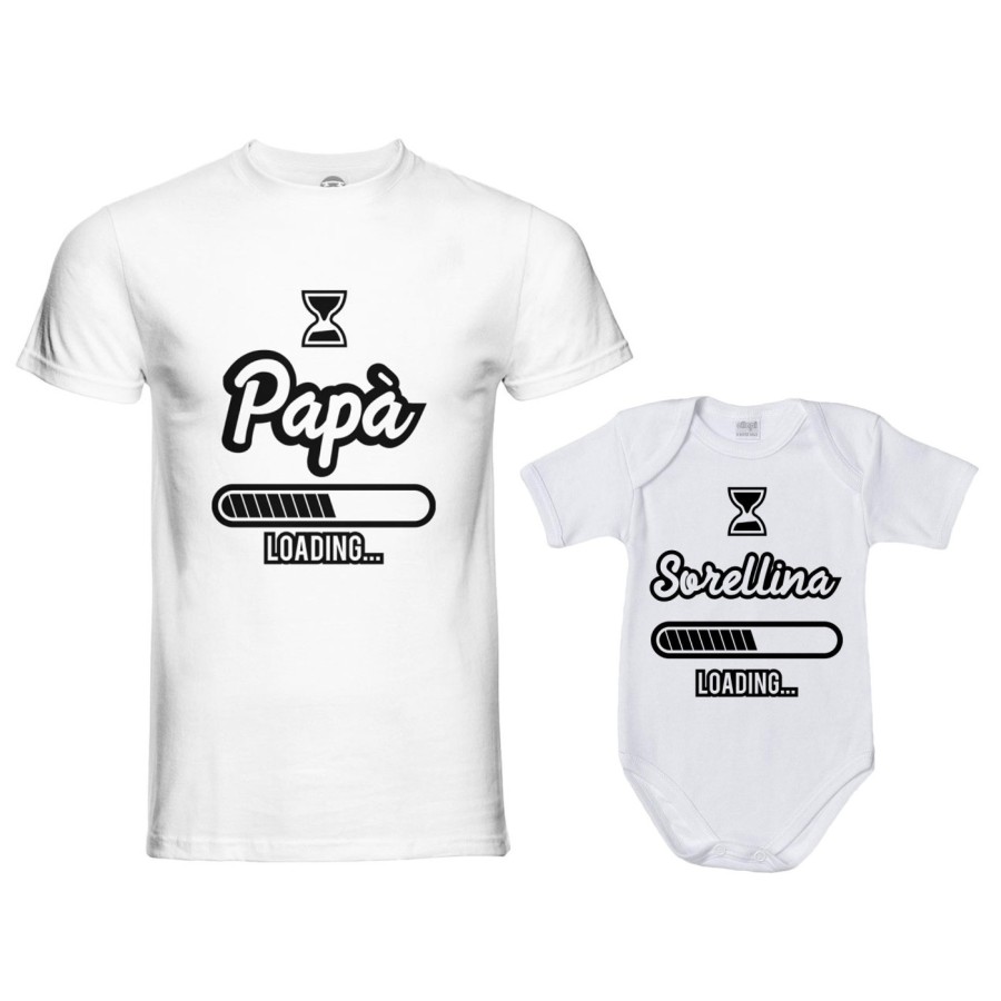 Coordinato t-shirt padre figlio papà loading sorellina fratellino loading Per il papà