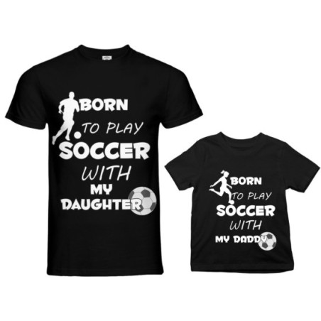 Coordinato t-shirt padre figlio born to play soccer with...