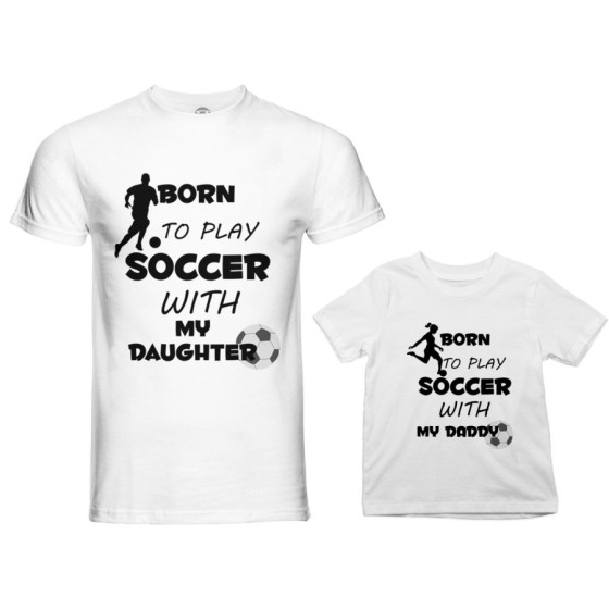Coordinato t-shirt padre figlio born to play soccer with my son my daughter Per il papà 2