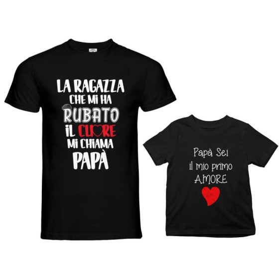 Coordinato t-shirt padre figlia la ragazza che mi ha rubato il cuore mi chiama papà Per il papà 2